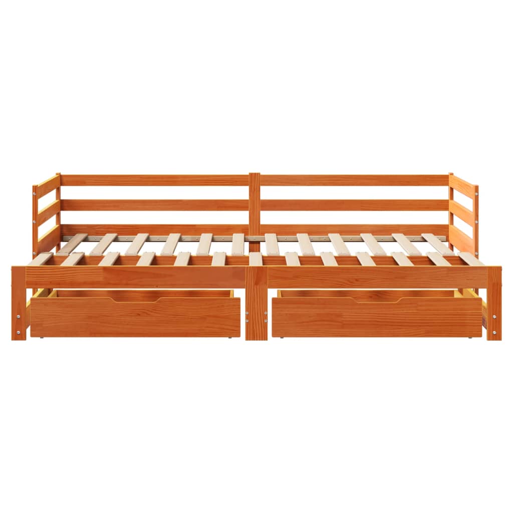 vidaXL Sofá cama nido con cajones madera maciza de pino 90x190 cm