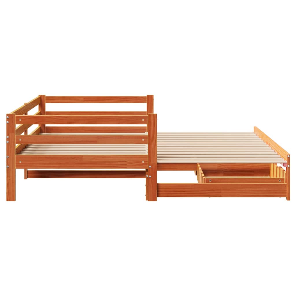 vidaXL Sofá cama nido con cajones madera maciza de pino 90x190 cm