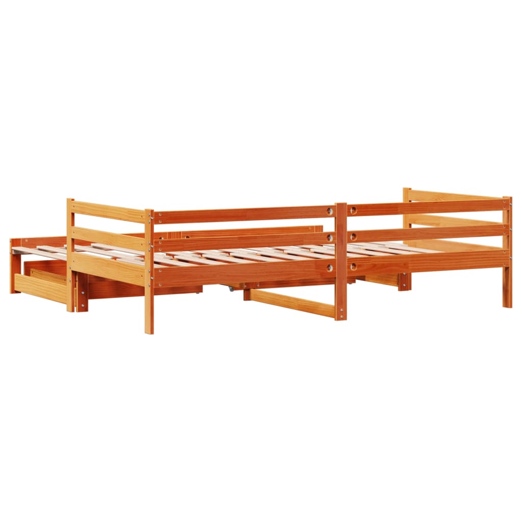 vidaXL Sofá cama nido con cajones madera maciza de pino 90x190 cm