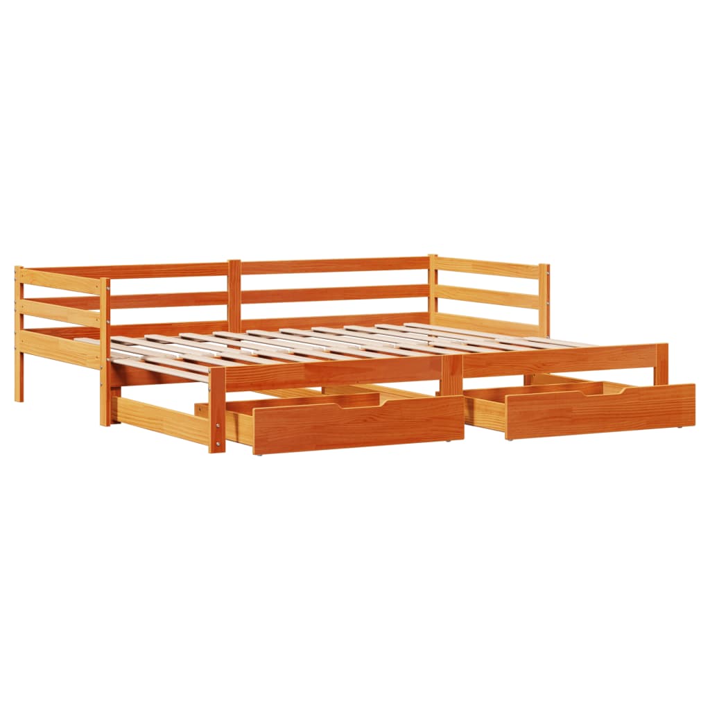 vidaXL Sofá cama nido con cajones madera maciza de pino 90x190 cm