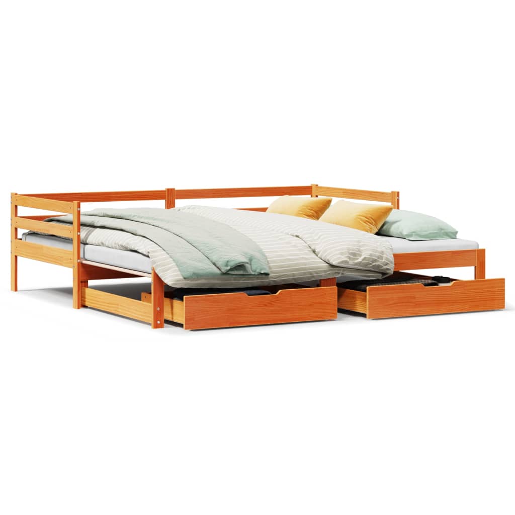 vidaXL Sofá cama nido con cajones madera maciza de pino 90x190 cm