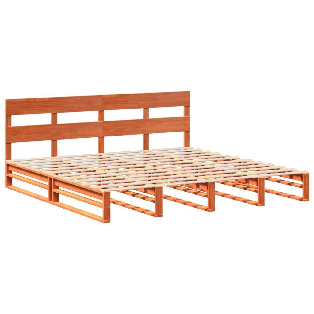 vidaXL Cama sin colchón madera maciza de pino marrón cera 200x200 cm