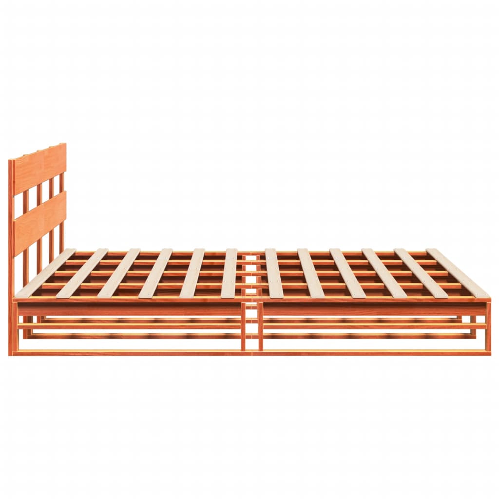 vidaXL Cama sin colchón madera maciza de pino marrón cera 200x200 cm