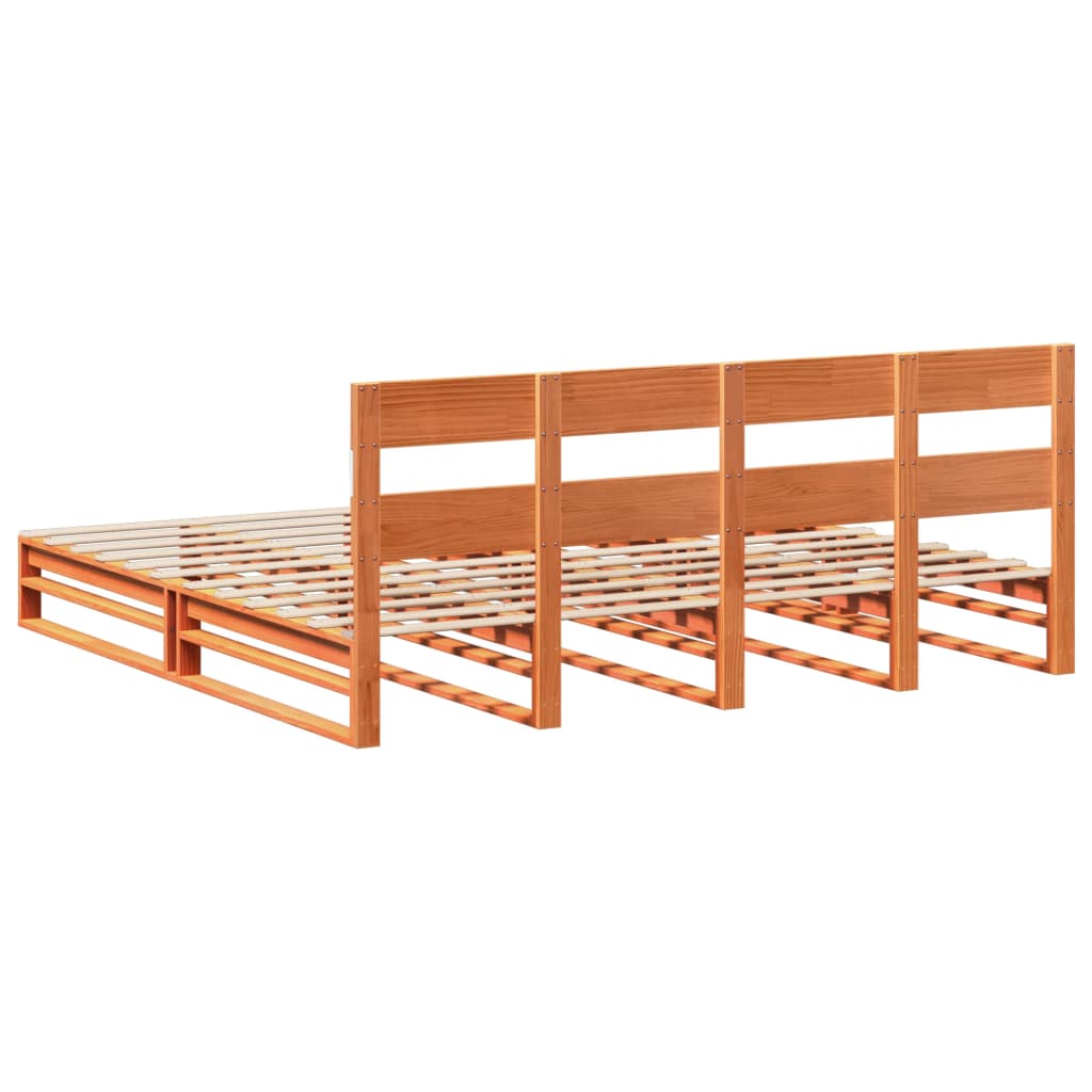 vidaXL Cama sin colchón madera maciza de pino marrón cera 200x200 cm