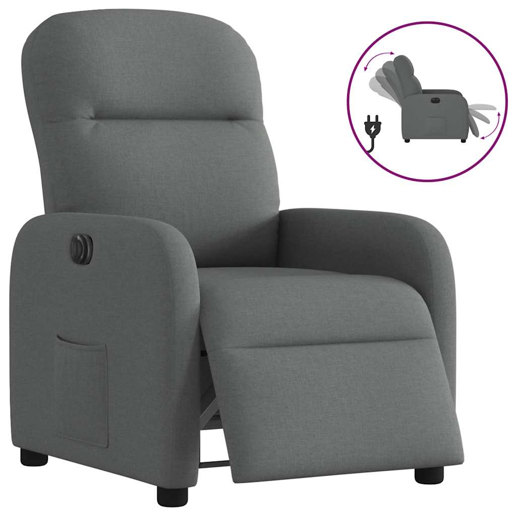 vidaXL Sillón reclinable eléctrico de tela gris oscuro