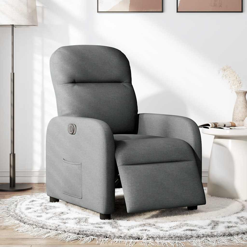 vidaXL Sillón reclinable eléctrico de tela gris oscuro