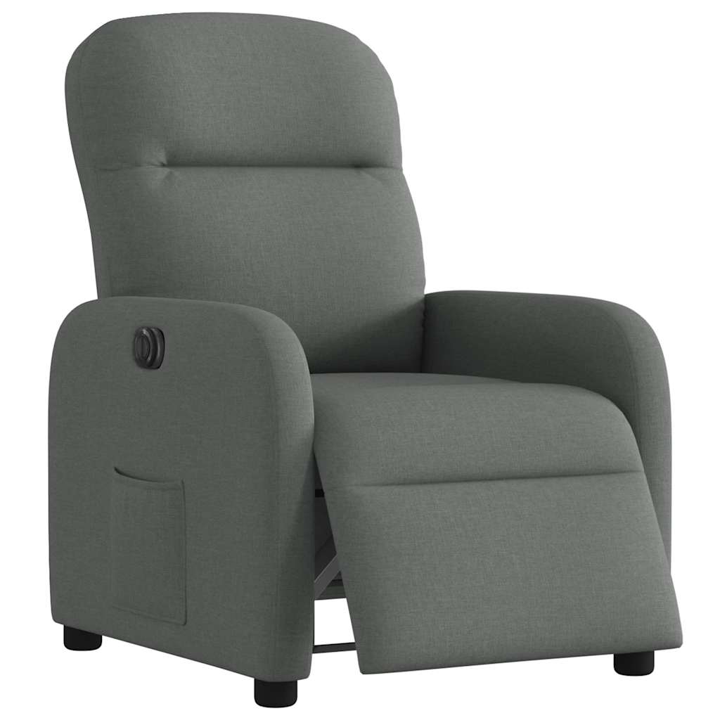 vidaXL Sillón reclinable eléctrico de tela gris oscuro