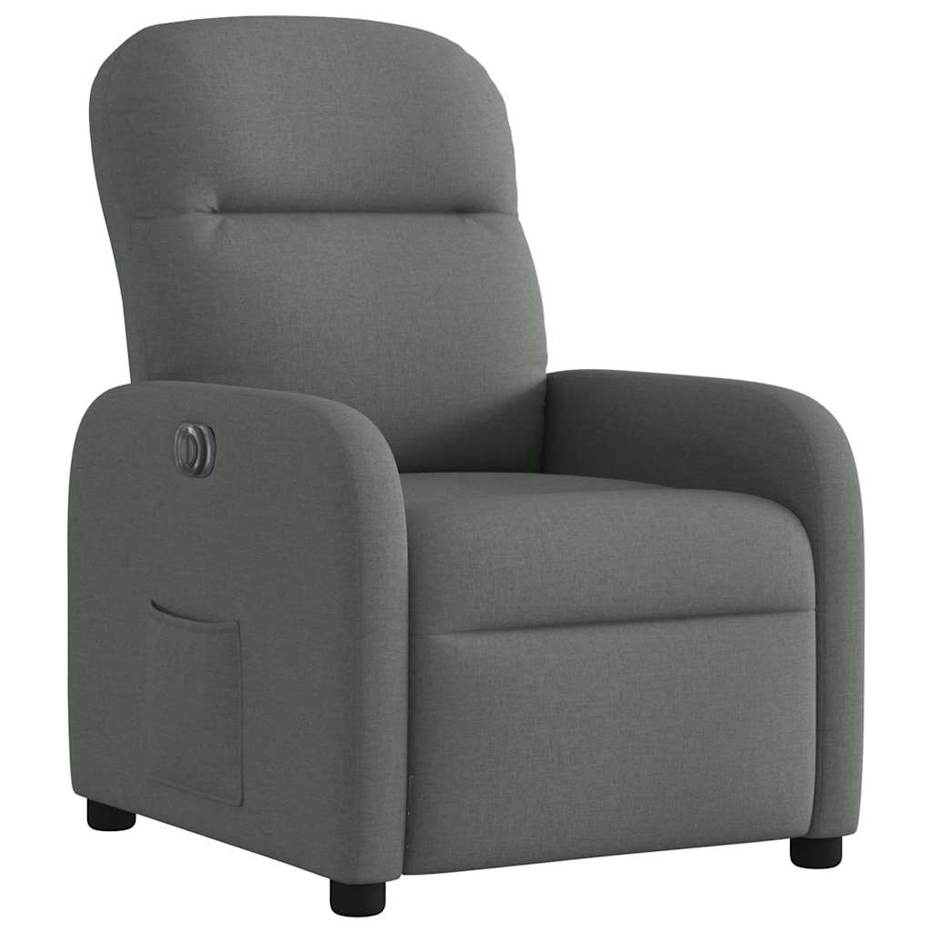 vidaXL Sillón reclinable eléctrico de tela gris oscuro