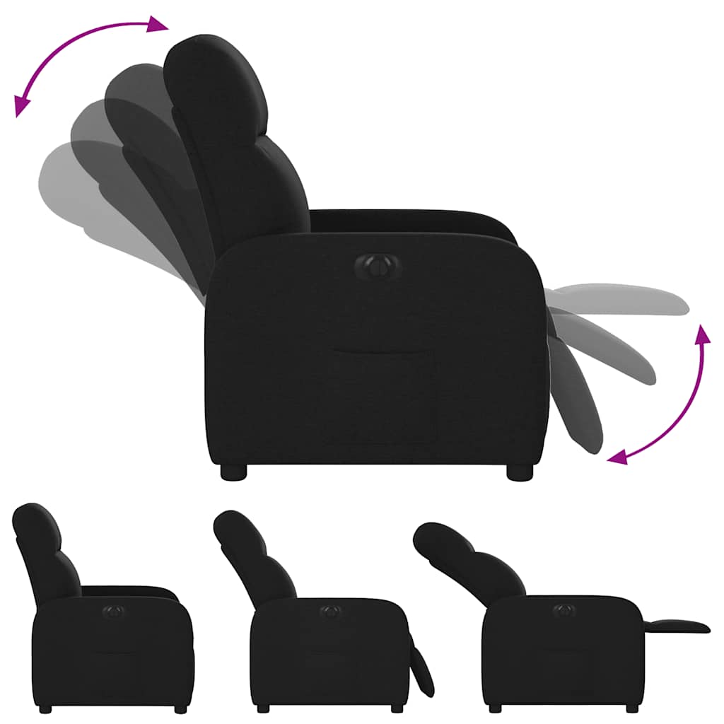 vidaXL Sillón reclinable eléctrico de tela negro