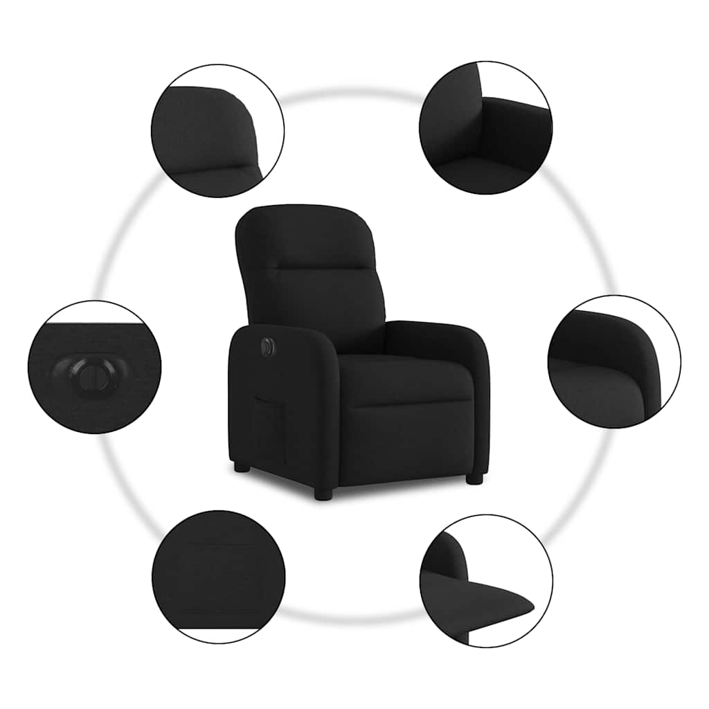 vidaXL Sillón reclinable eléctrico de tela negro