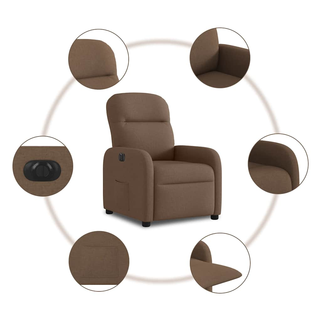 vidaXL Sillón reclinable eléctrico de tela marrón