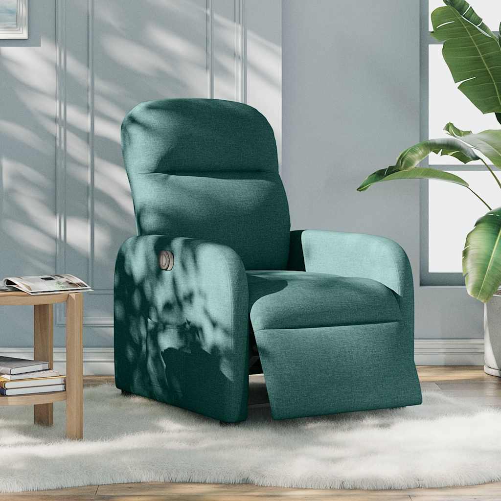 vidaXL Sillón reclinable eléctrico tela verde oscuro