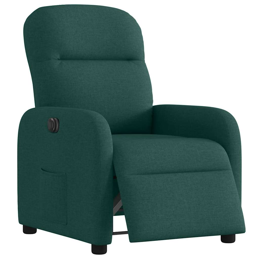 vidaXL Sillón reclinable eléctrico tela verde oscuro