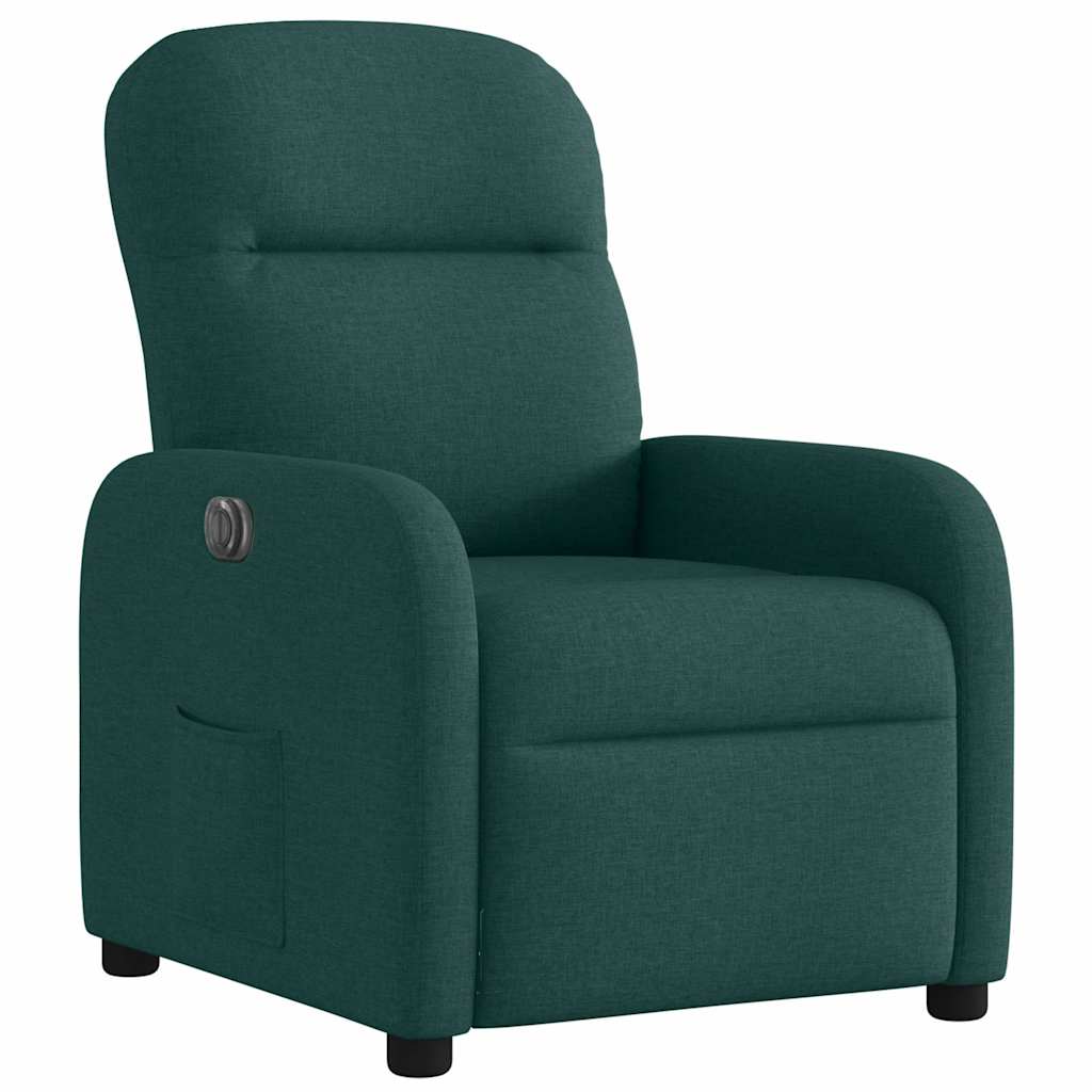 vidaXL Sillón reclinable eléctrico tela verde oscuro