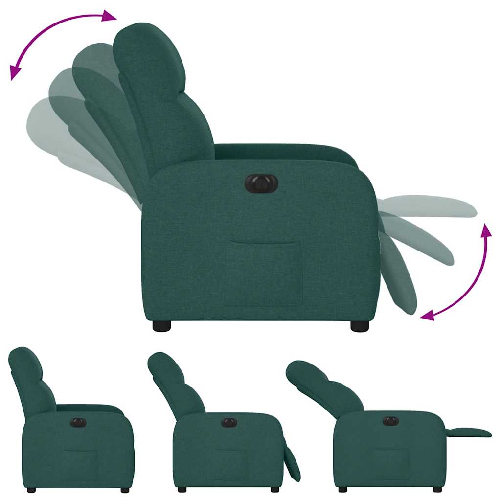 vidaXL Sillón reclinable eléctrico tela verde oscuro