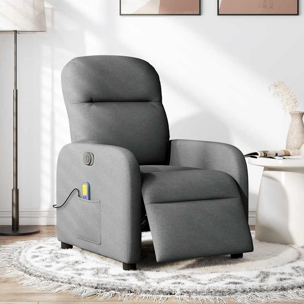 vidaXL Sillón reclinable de masaje eléctrico tela gris oscuro