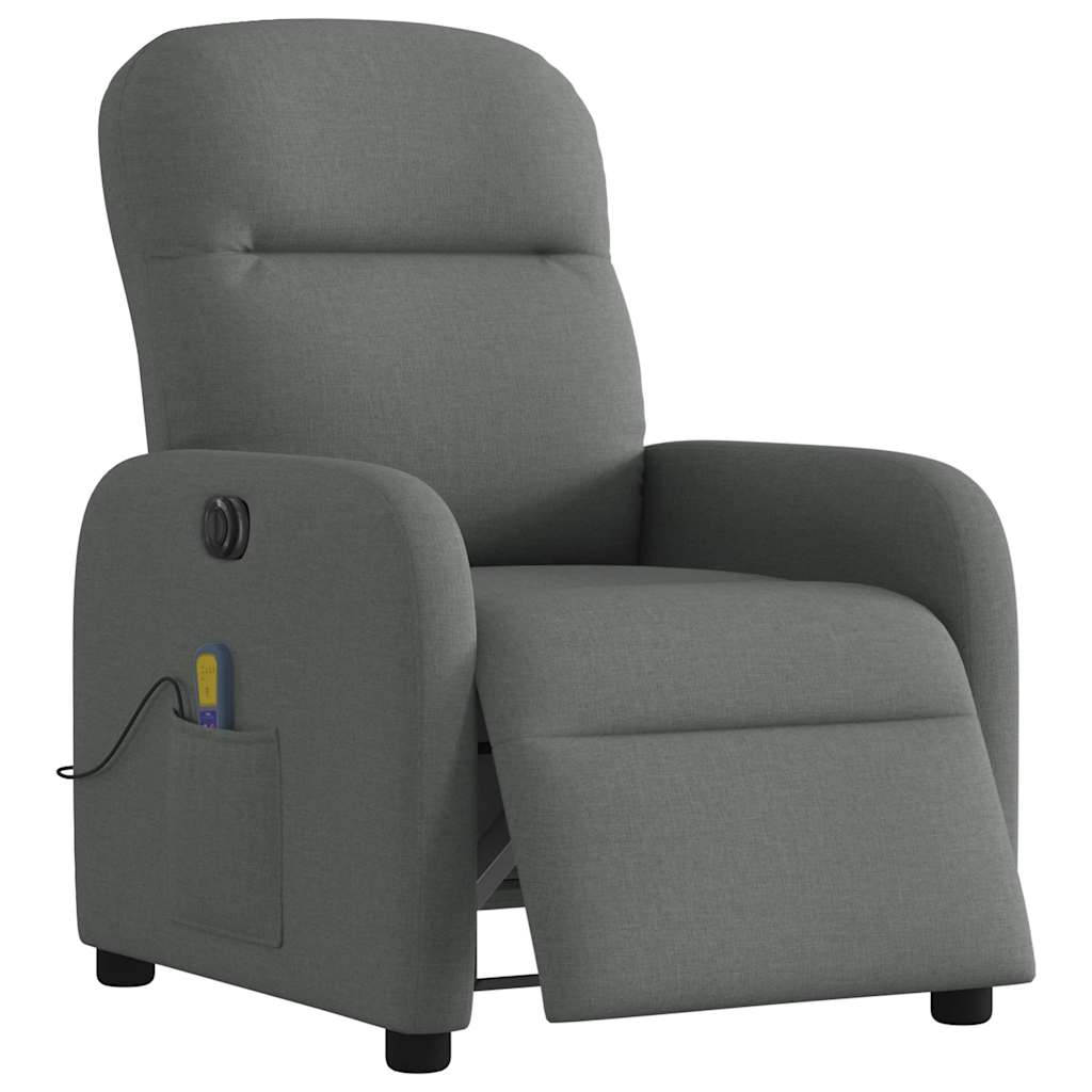 vidaXL Sillón reclinable de masaje eléctrico tela gris oscuro