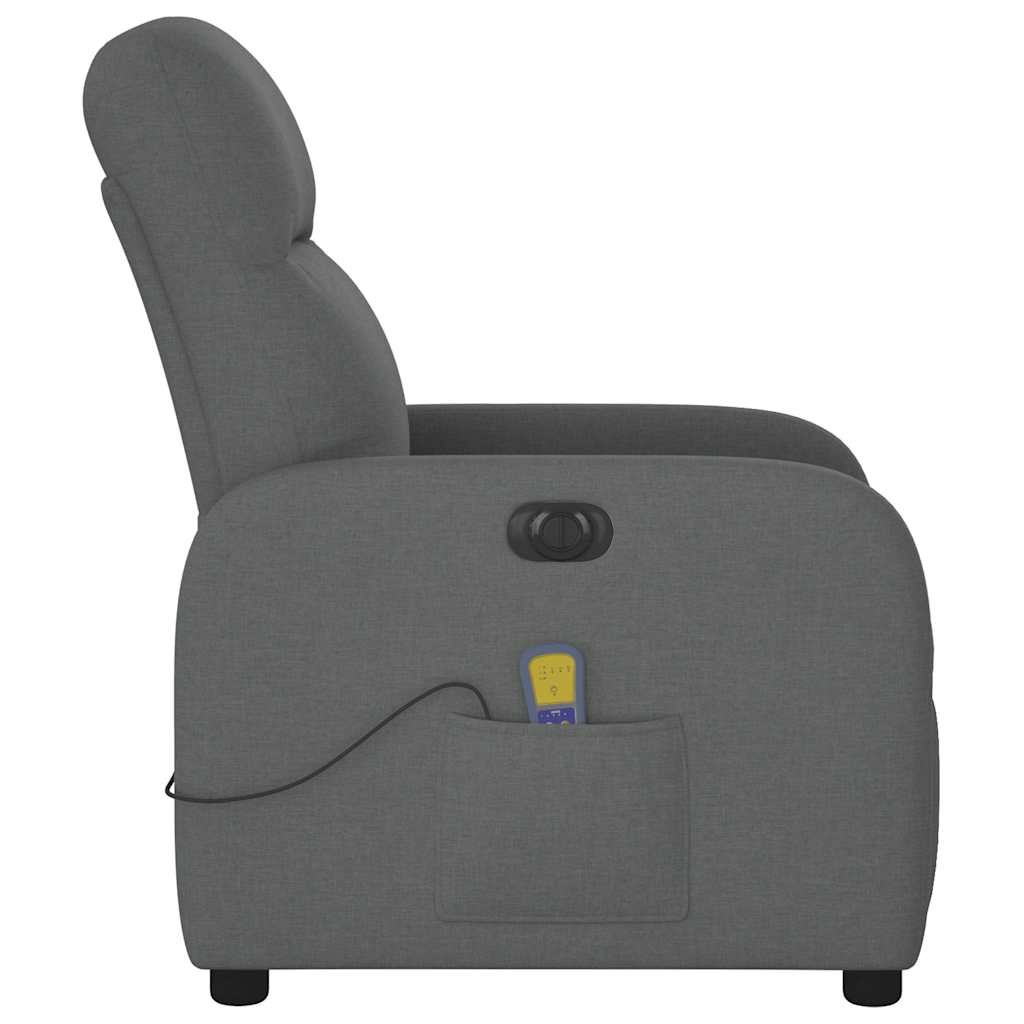 vidaXL Sillón reclinable de masaje eléctrico tela gris oscuro