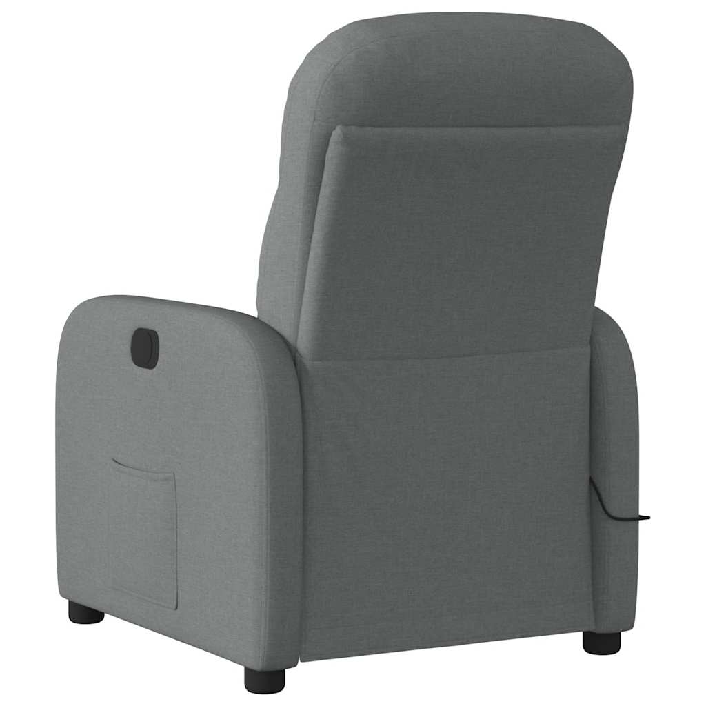 vidaXL Sillón reclinable de masaje eléctrico tela gris oscuro