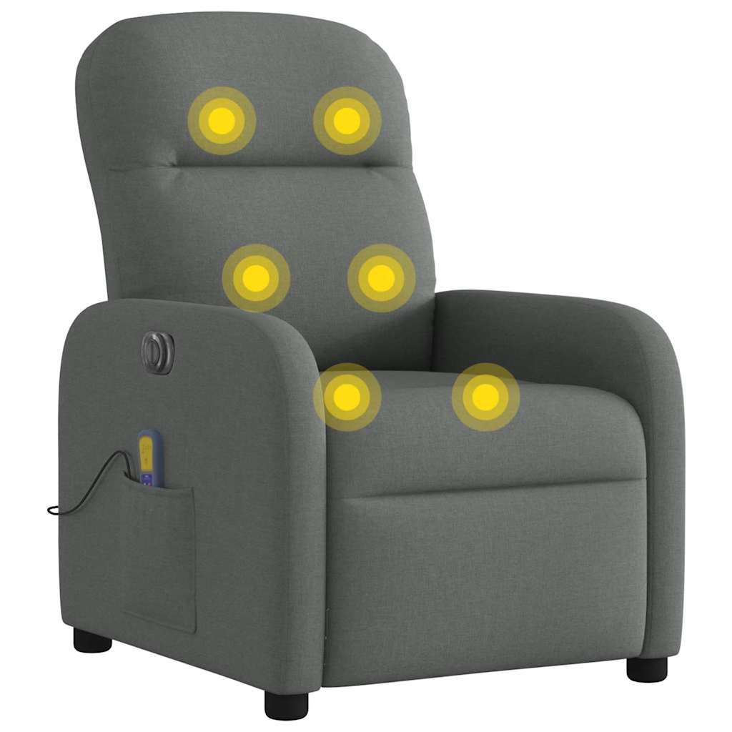 vidaXL Sillón reclinable de masaje eléctrico tela gris oscuro