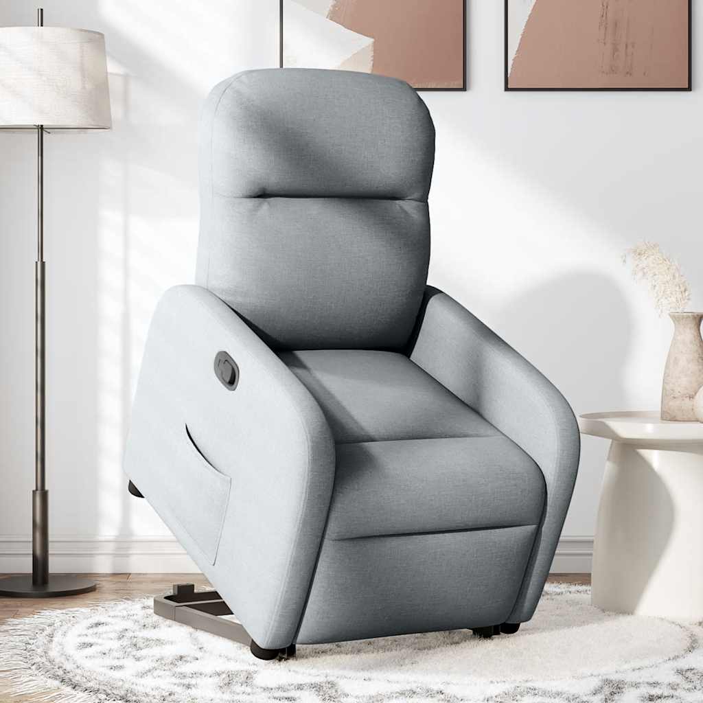 vidaXL Sillón reclinable elevable de tela gris claro