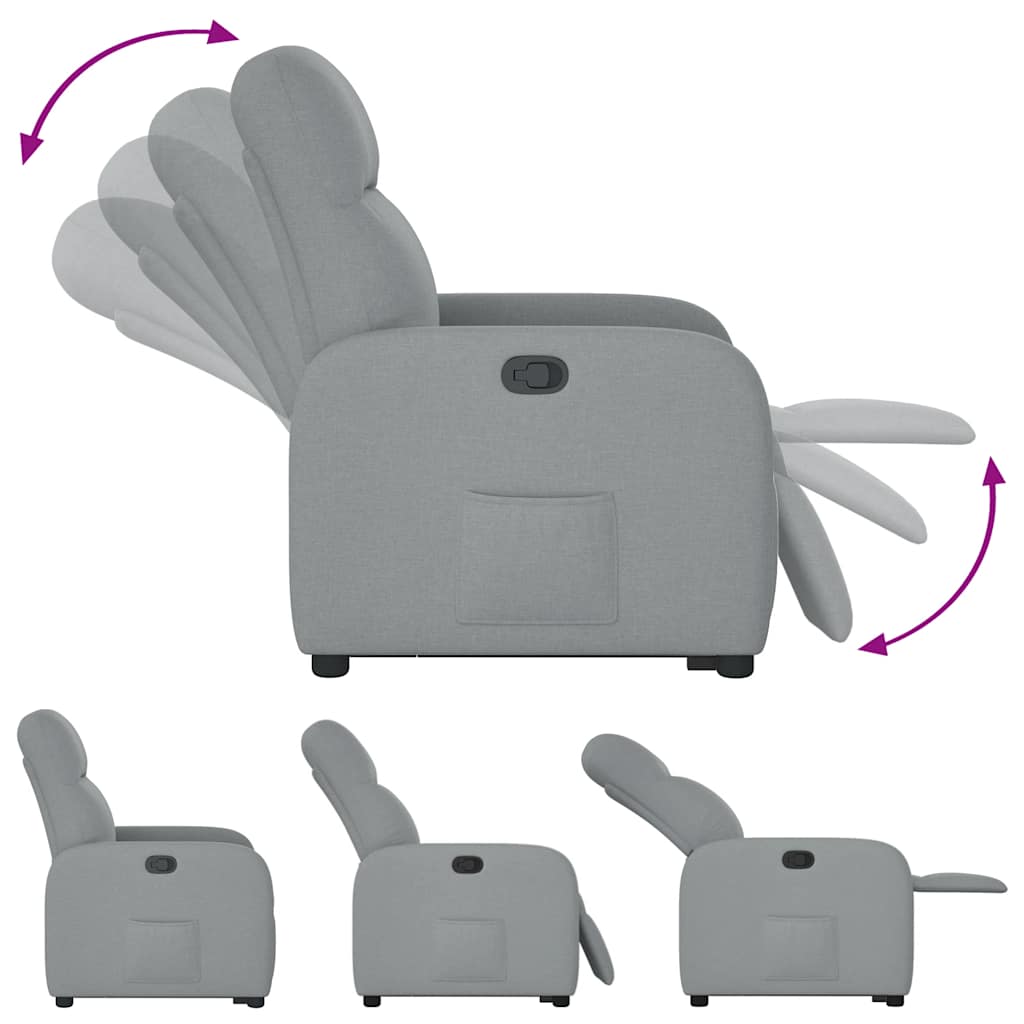 vidaXL Sillón reclinable elevable de tela gris claro