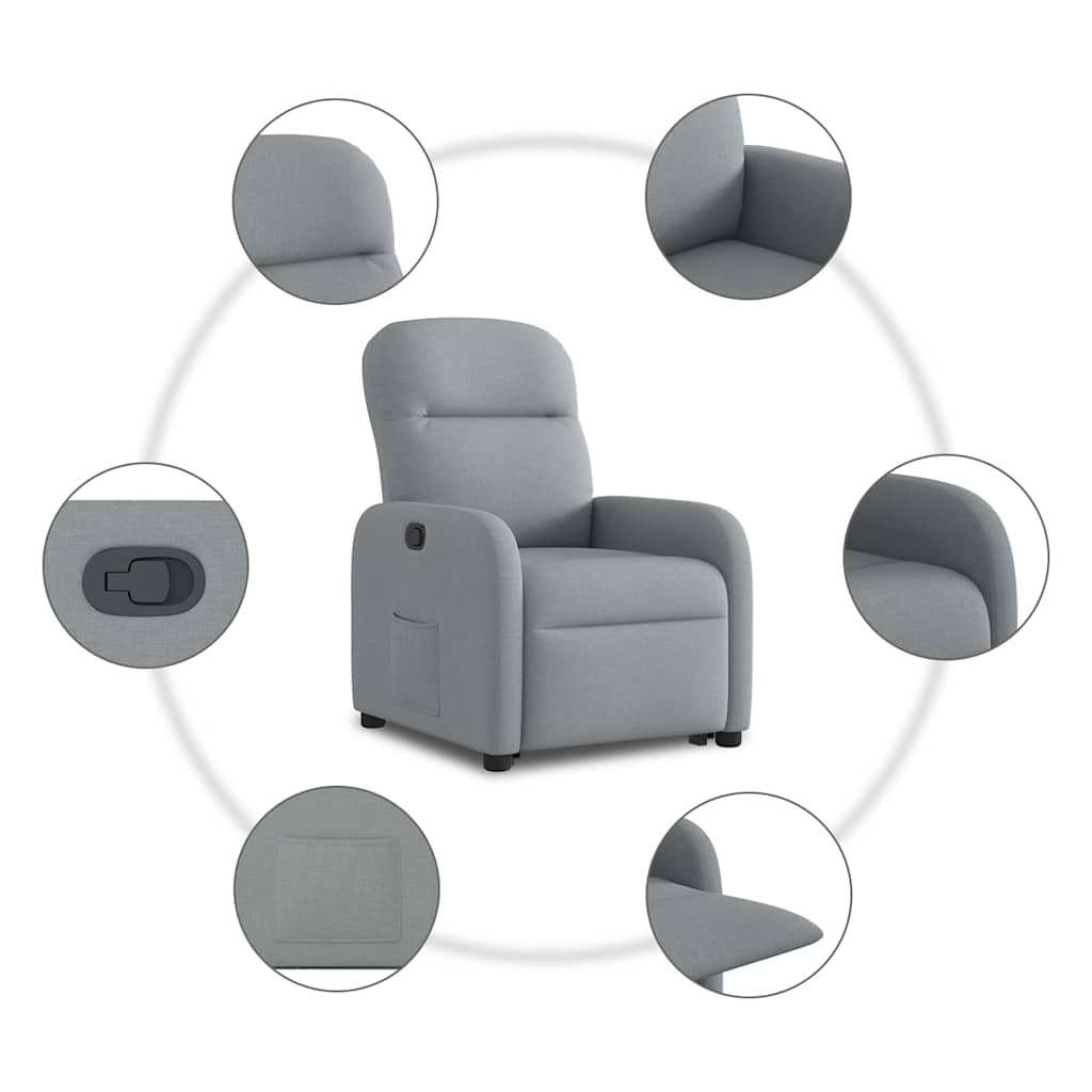 vidaXL Sillón reclinable elevable de tela gris claro