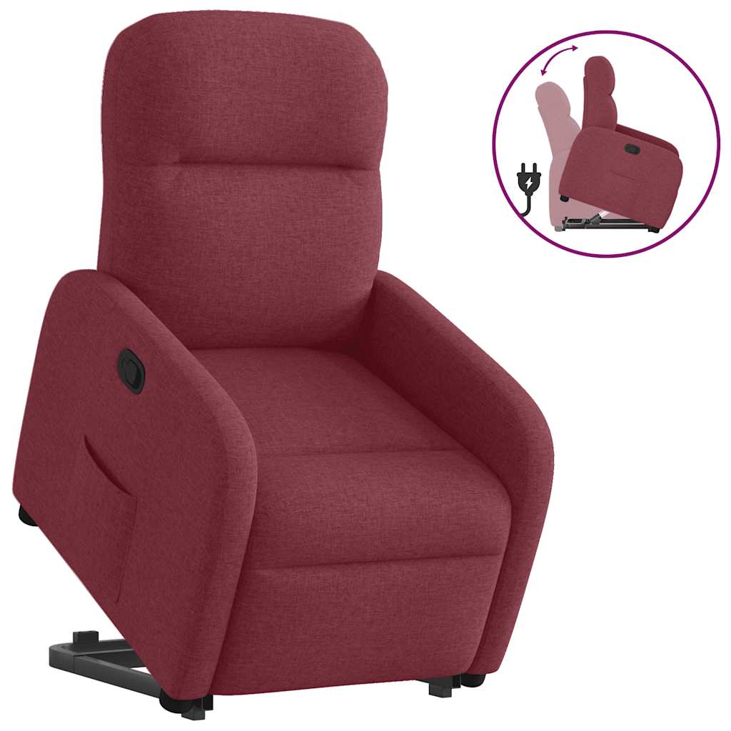 vidaXL Sillón reclinable elevable tela rojo tinto