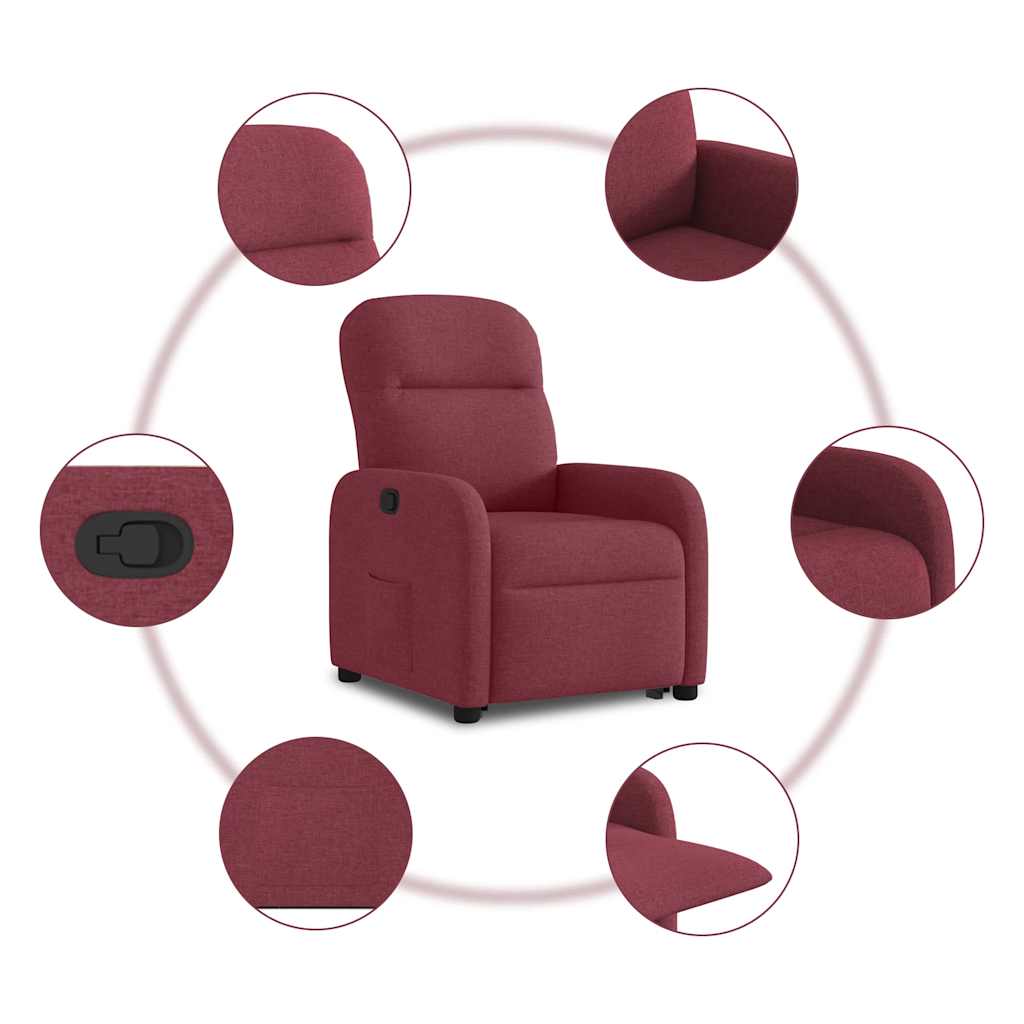 vidaXL Sillón reclinable elevable tela rojo tinto