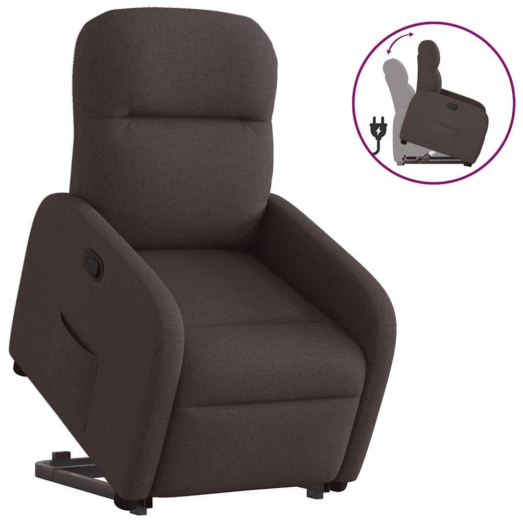 vidaXL Sillón reclinable elevable tela marrón oscuro