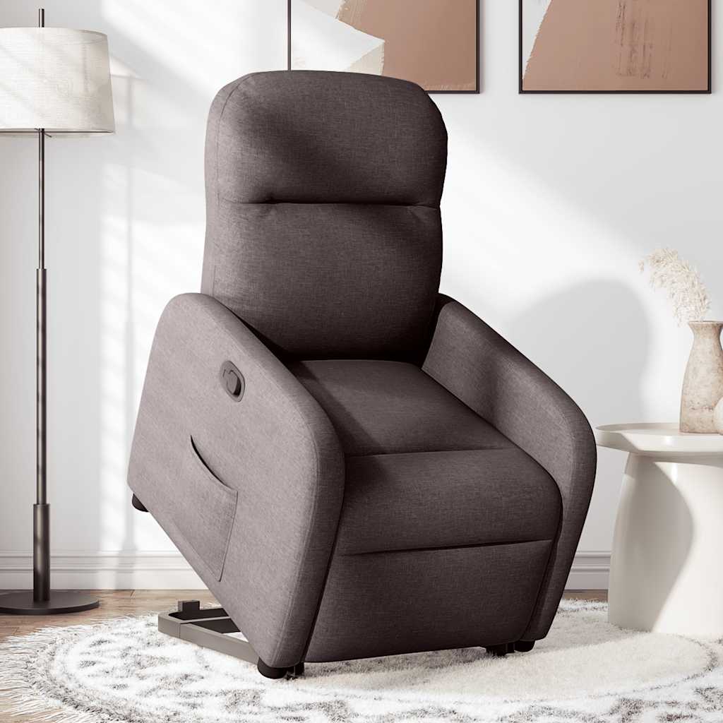 vidaXL Sillón reclinable elevable tela marrón oscuro