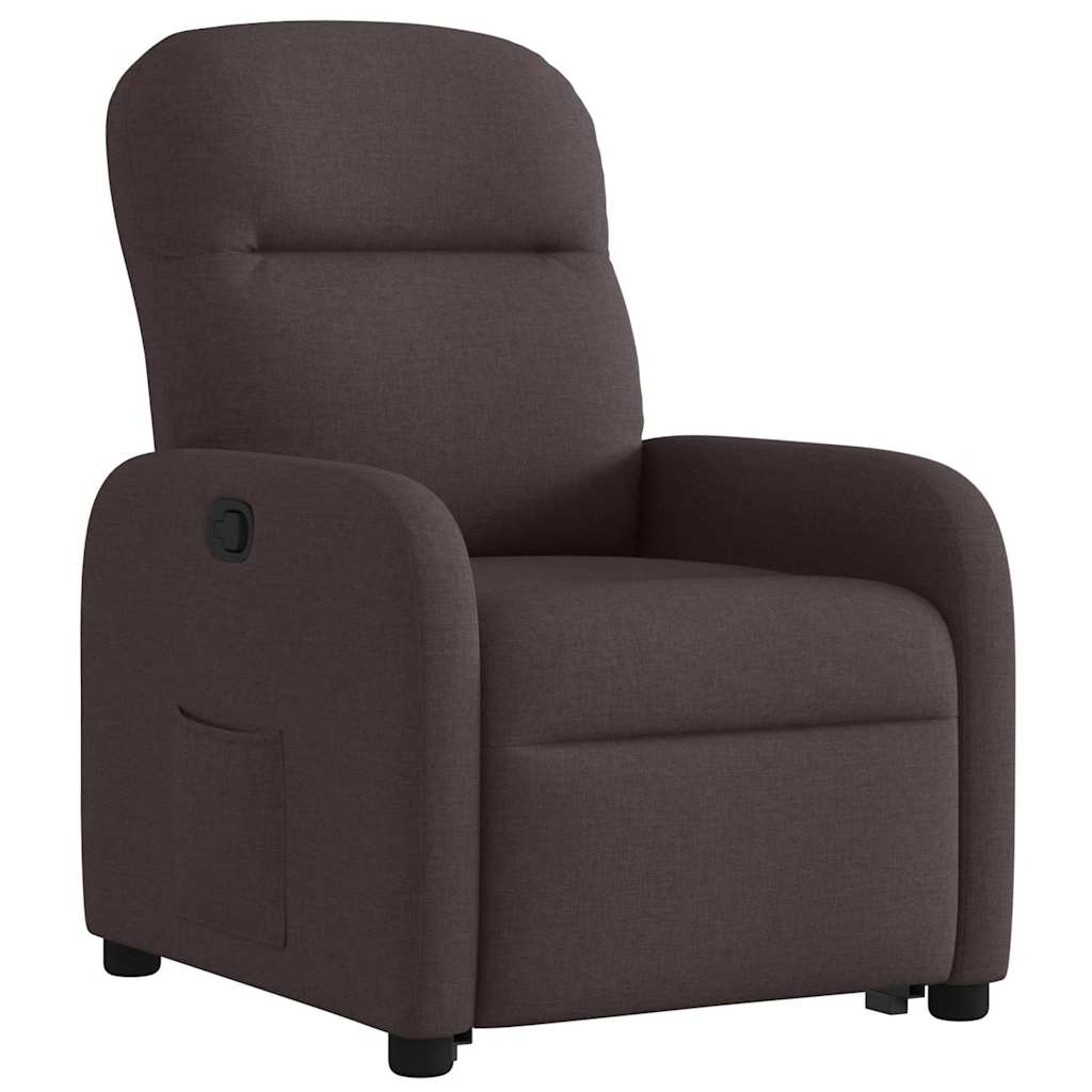 vidaXL Sillón reclinable elevable tela marrón oscuro