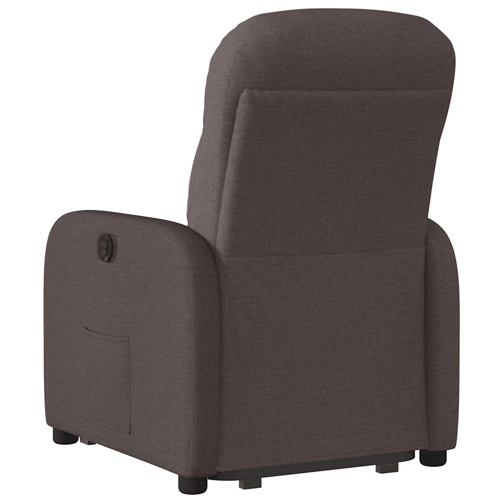 vidaXL Sillón reclinable elevable tela marrón oscuro