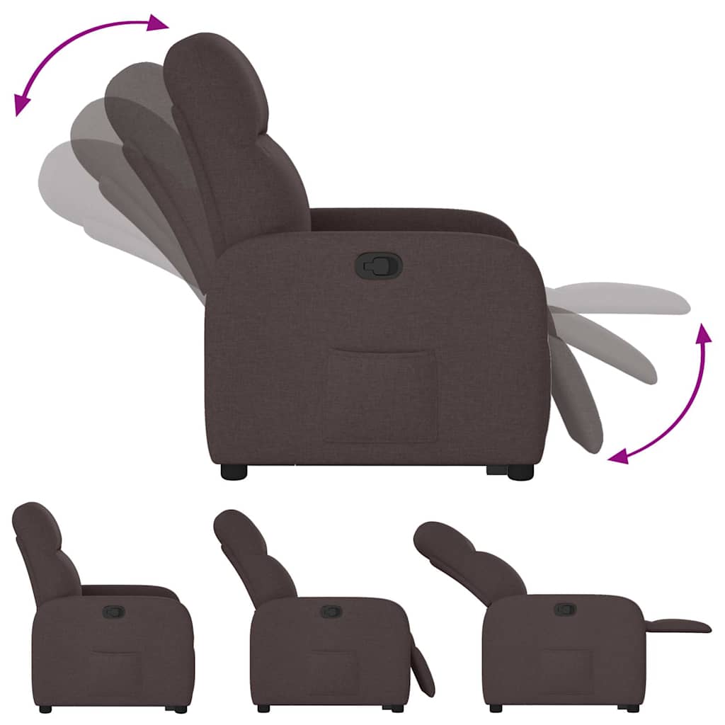 vidaXL Sillón reclinable elevable tela marrón oscuro