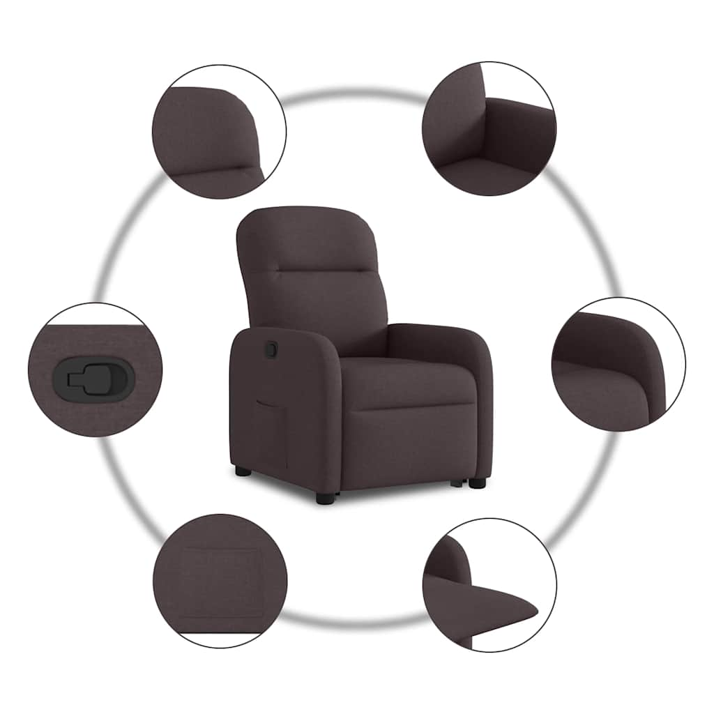 vidaXL Sillón reclinable elevable tela marrón oscuro