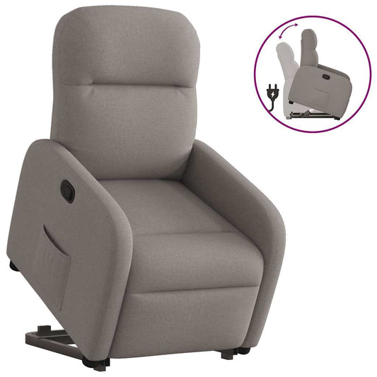 vidaXL Sillón reclinable elevable tela gris taupe