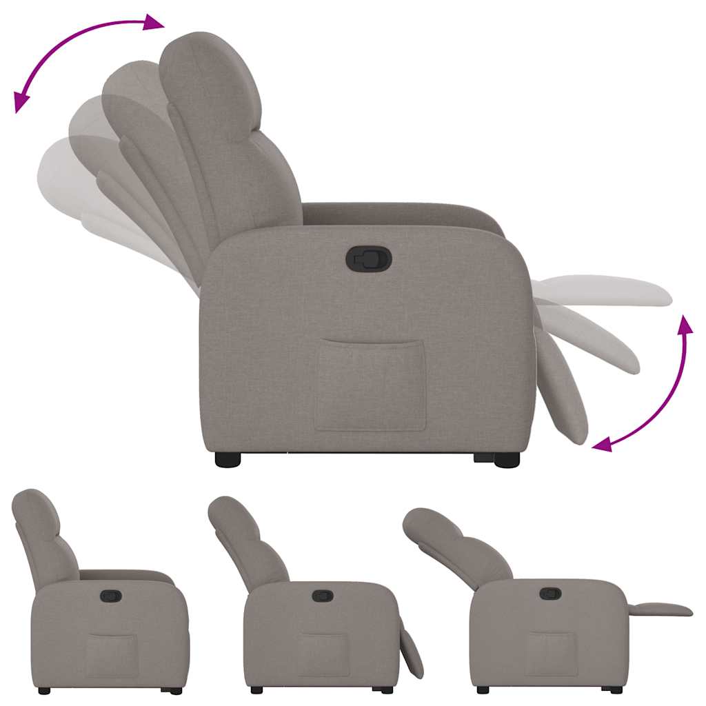 vidaXL Sillón reclinable elevable tela gris taupe