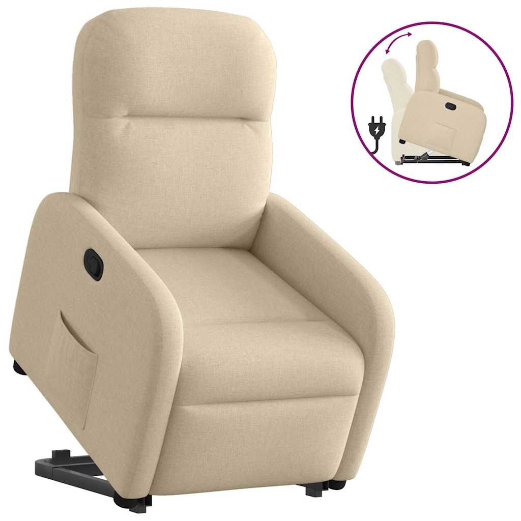 vidaXL Sillón reclinable elevable de tela color crema