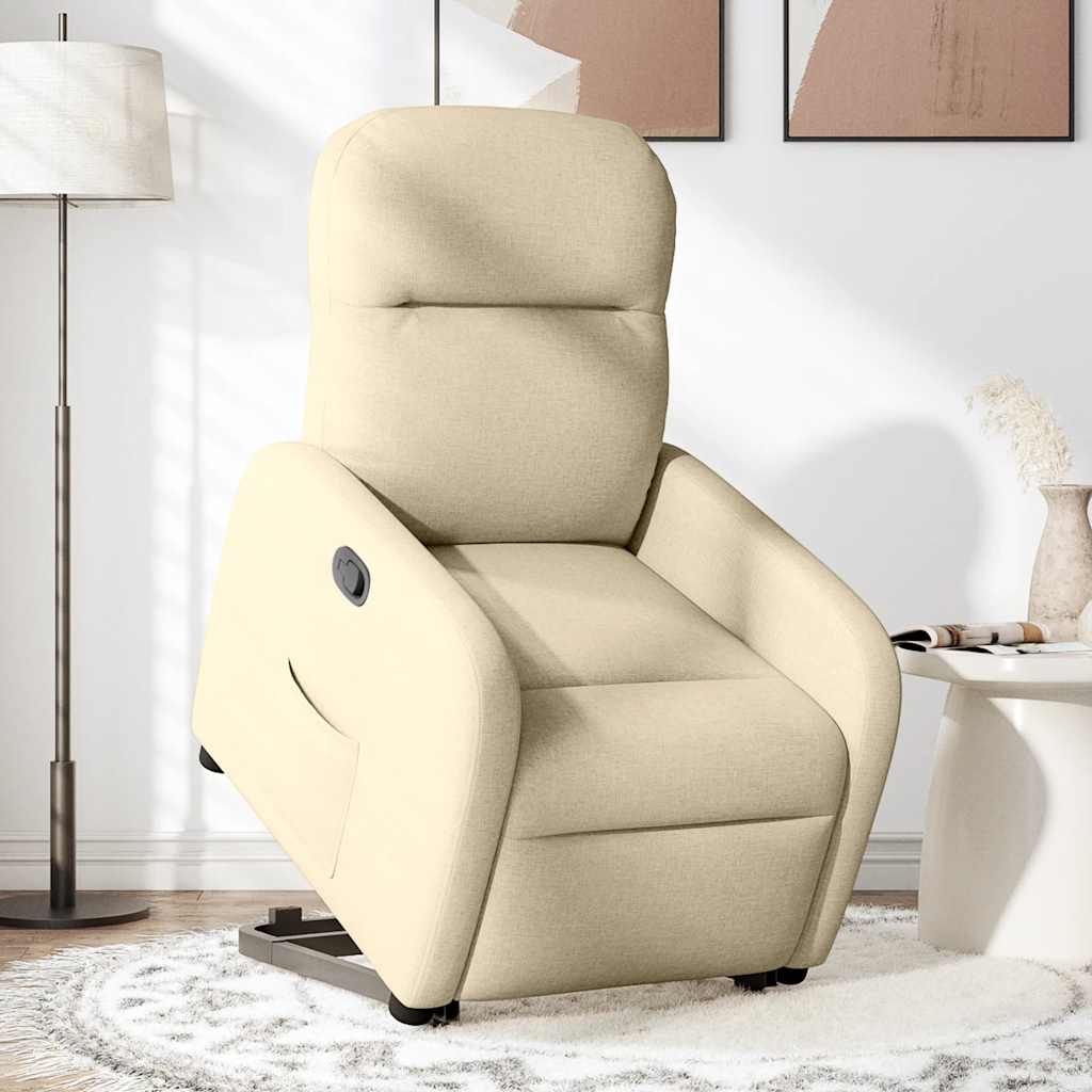 vidaXL Sillón reclinable elevable de tela color crema