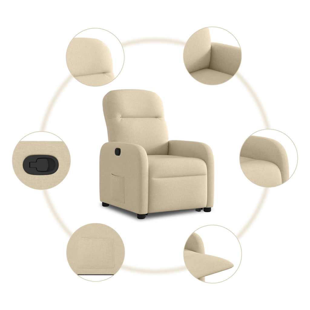 vidaXL Sillón reclinable elevable de tela color crema