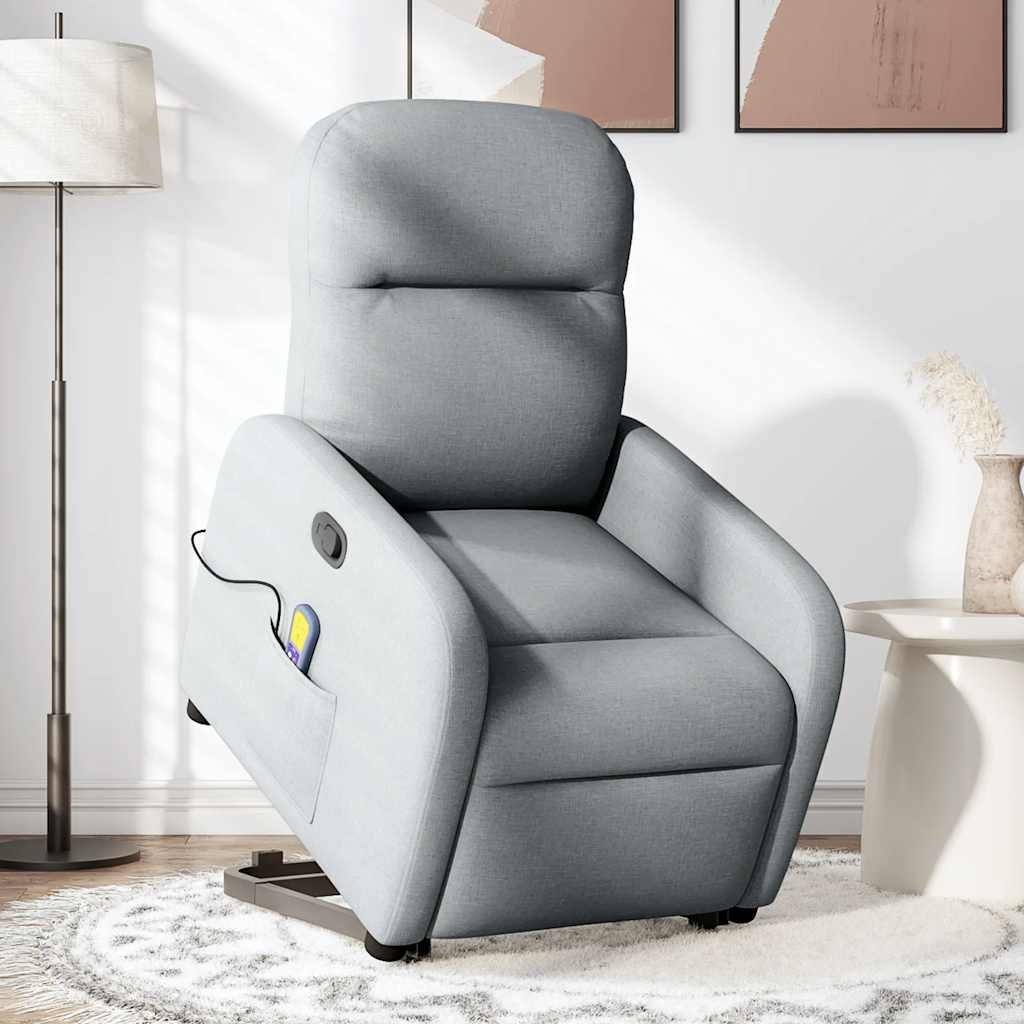 vidaXL Sillón de masaje reclinable de pie de tela gris claro