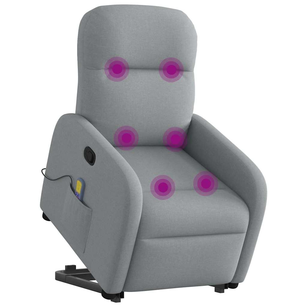 vidaXL Sillón de masaje reclinable de pie de tela gris claro