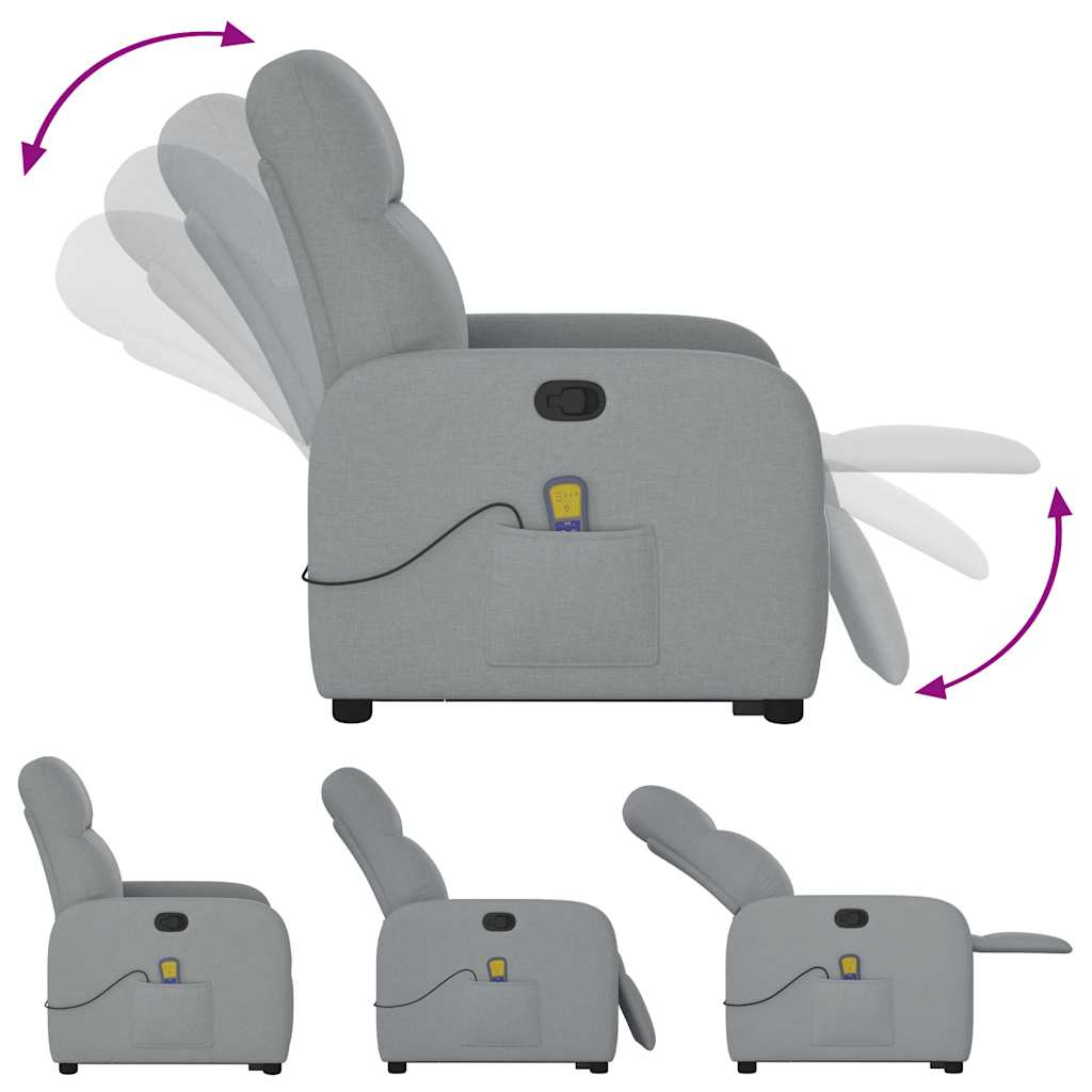 vidaXL Sillón de masaje reclinable de pie de tela gris claro