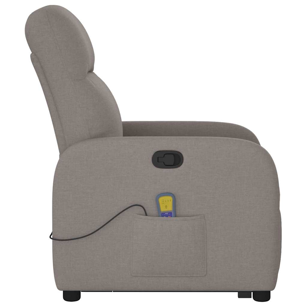 vidaXL Sillón reclinable de masaje elevable tela gris taupé