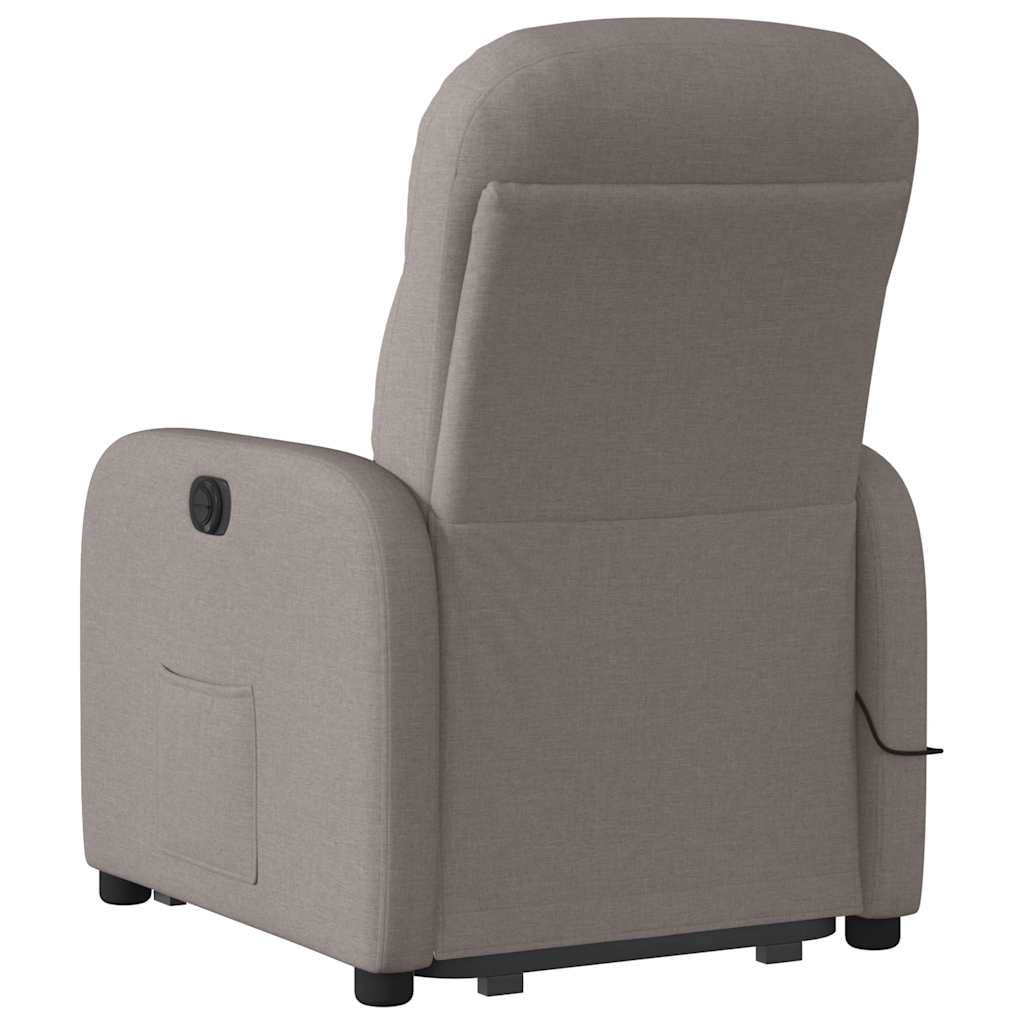 vidaXL Sillón reclinable de masaje elevable tela gris taupé