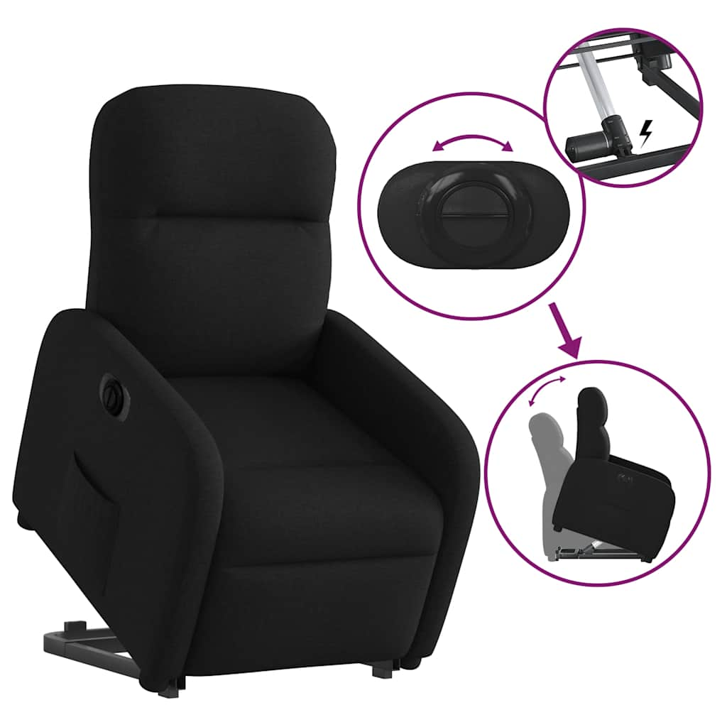 vidaXL Sillón eléctrico reclinable elevable de tela negro