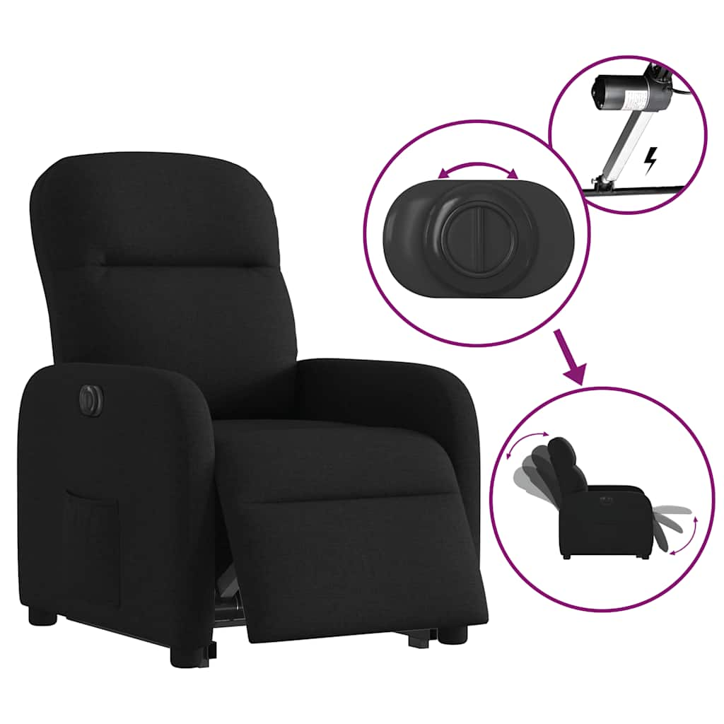 vidaXL Sillón eléctrico reclinable elevable de tela negro