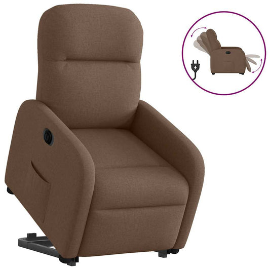 vidaXL Sillón eléctrico reclinable elevable de tela marrón