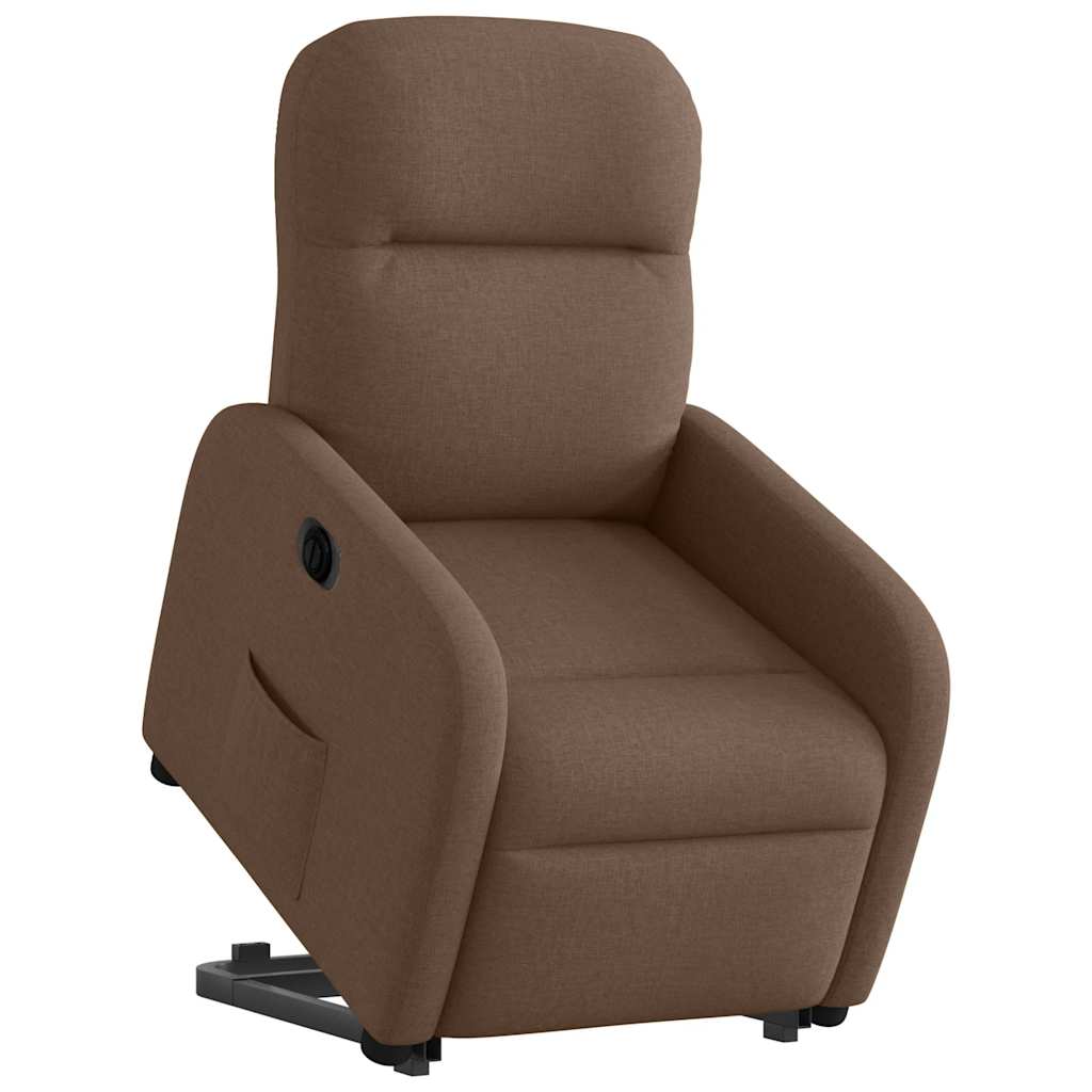 vidaXL Sillón eléctrico reclinable elevable de tela marrón