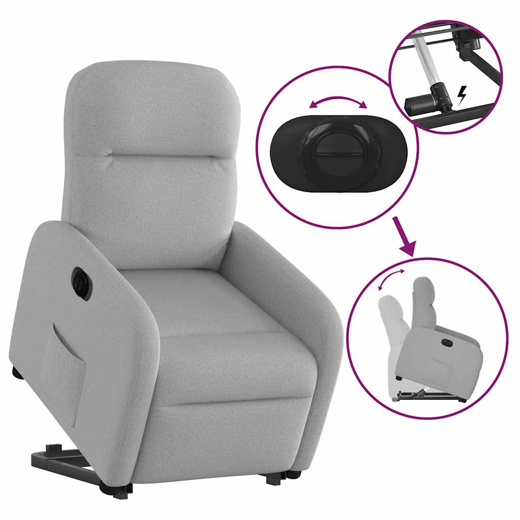 vidaXL Sillón eléctrico reclinable elevable de tela gris nube